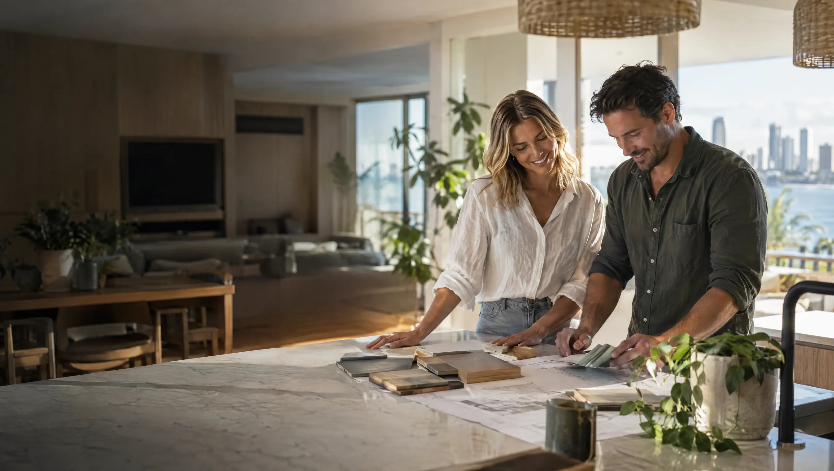 Couple planning a kitchen renovation in their Gold Coast home