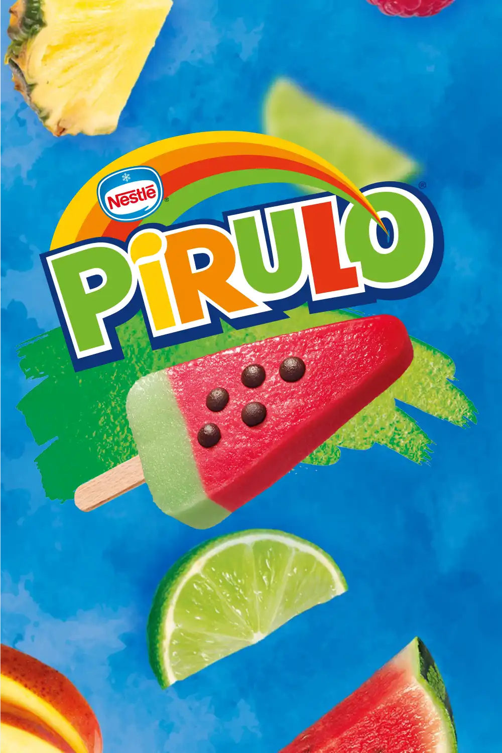 KitKat branded cocoa-flavored ice cream cone with chocolate cream and a piece of KitKat chocolate on top, against a red background.