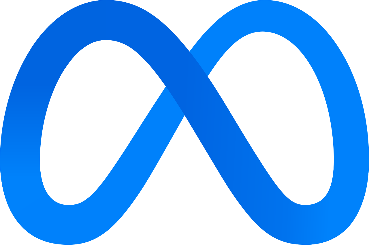 Blue infinity symbol representing the Meta Platforms Inc. logo.
