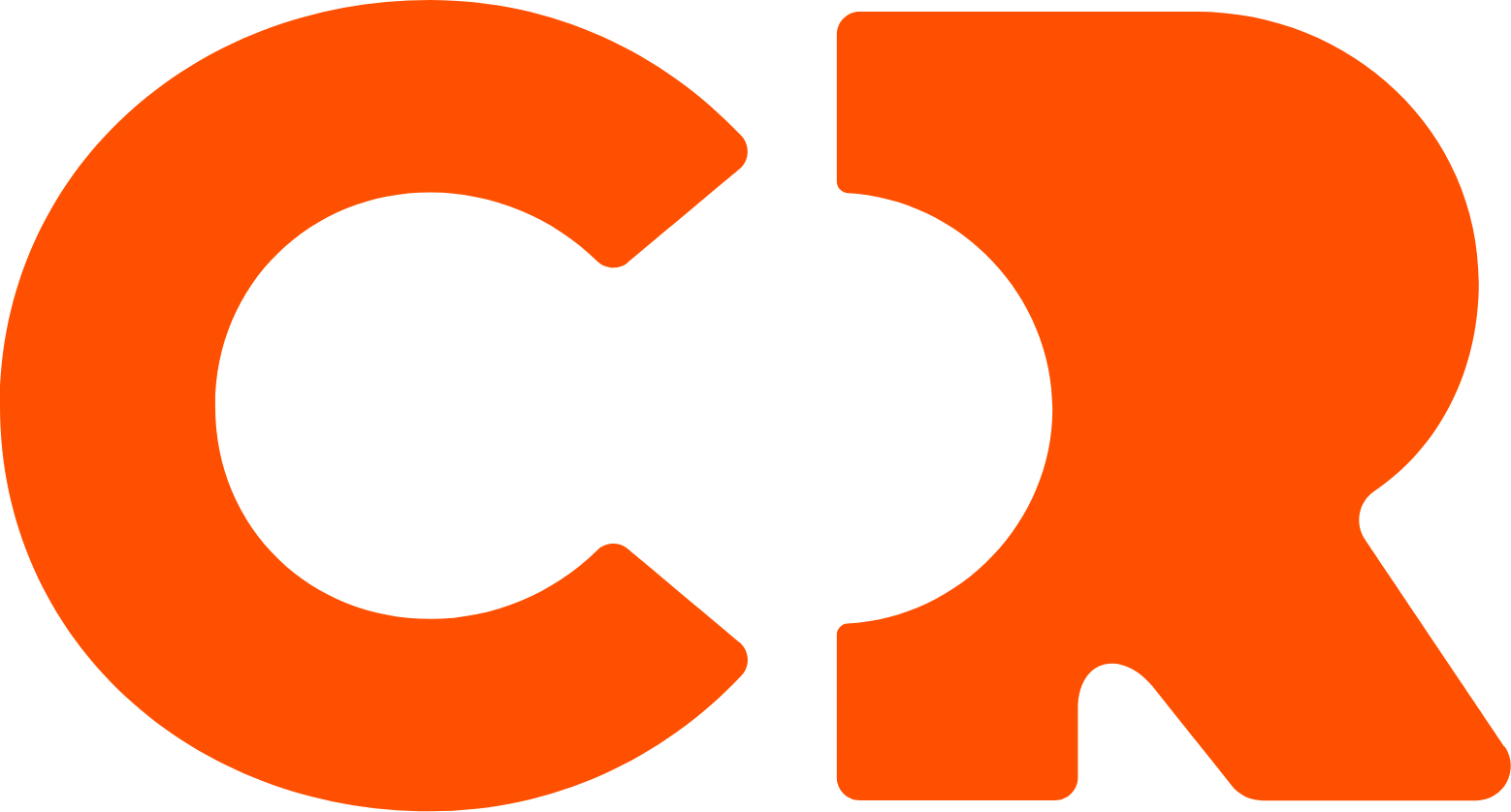 CR logo in bold, rounded orange letters with the C and R connected.