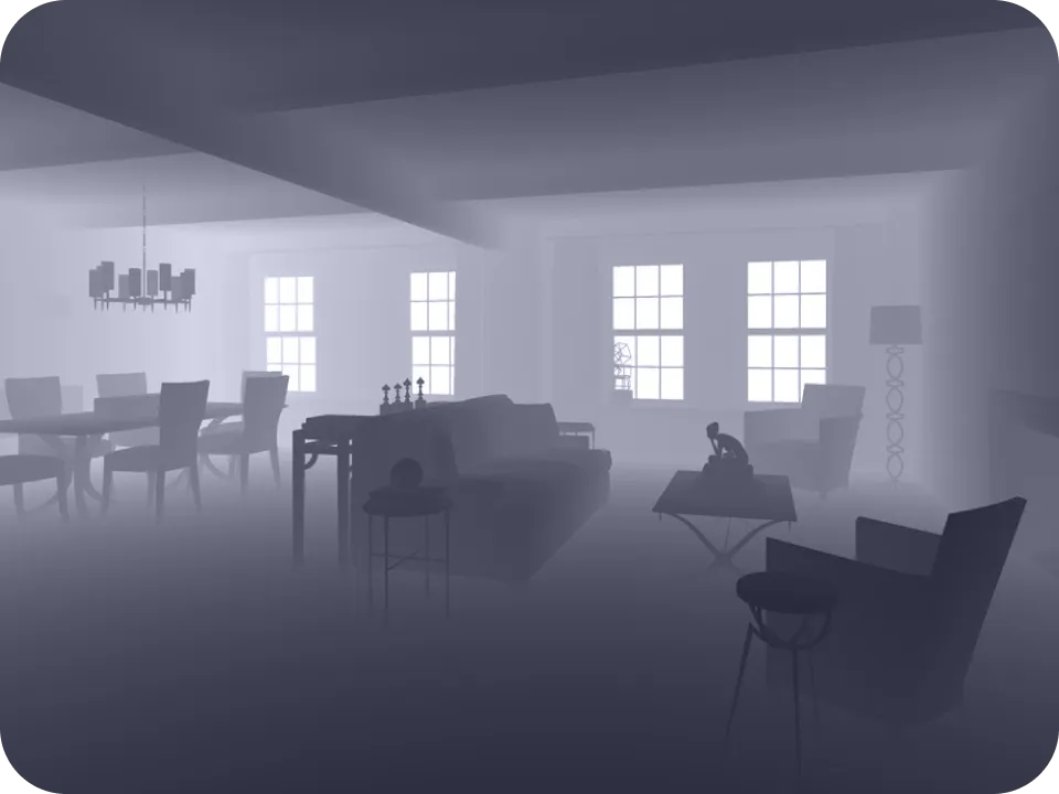 Depth map of a living room