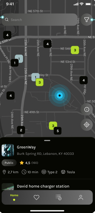 EV charging stations on the map