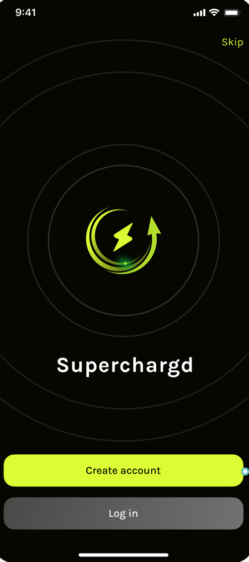 Superchargd Signup screen