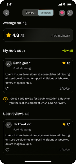 Review submitted at a public charging station