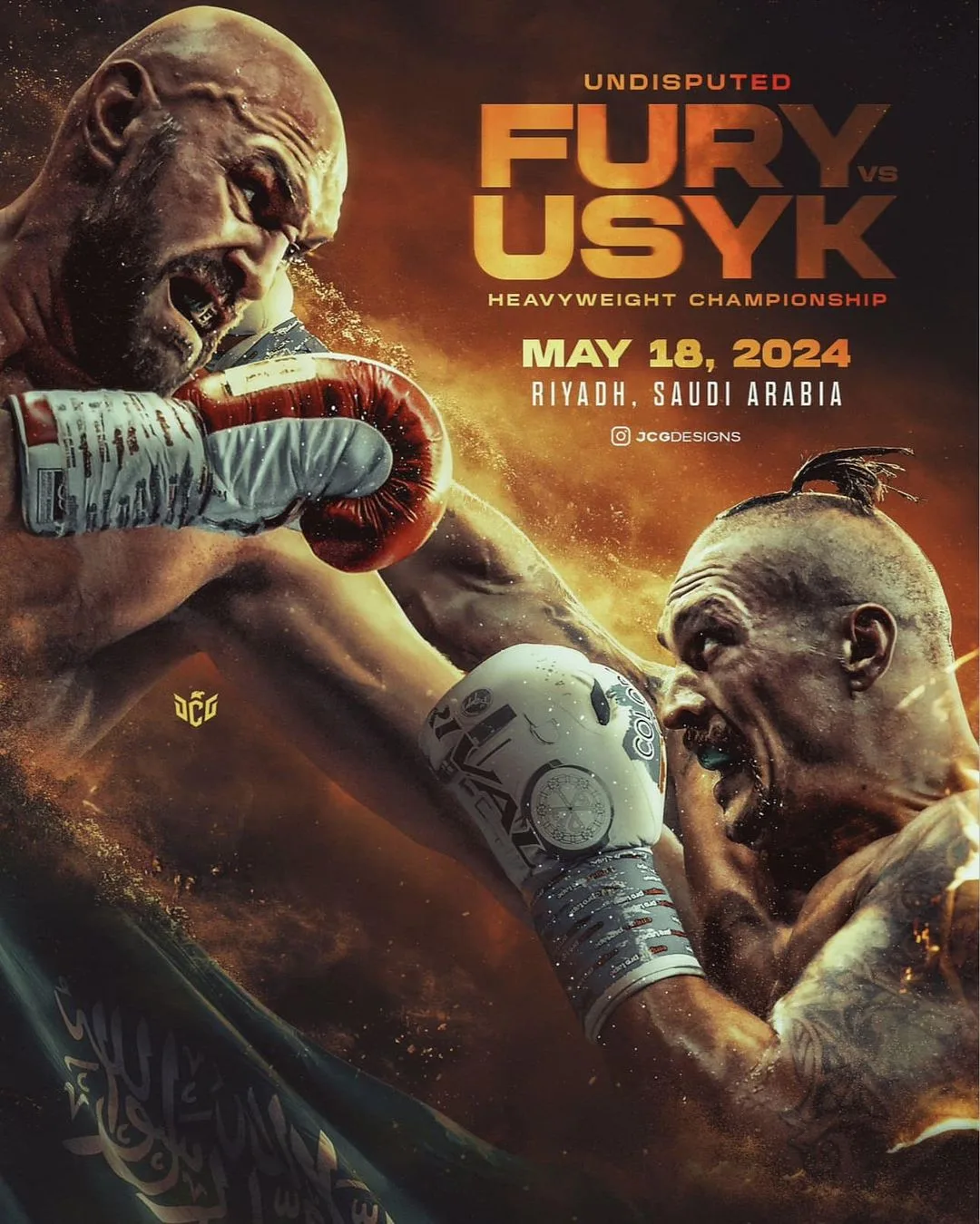 Tyson Fury vs Oleksandr Usyk undisputed heavyweight championship poster for May 18, 2024 in Riyadh
