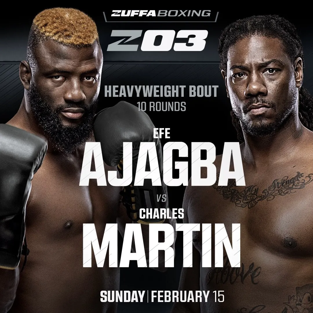 Heavyweight contender Efe Ajagba takes on ex-IBF titleholder Charles Martin on February 15 in Las Vegas in a matchup of youth versus experience.