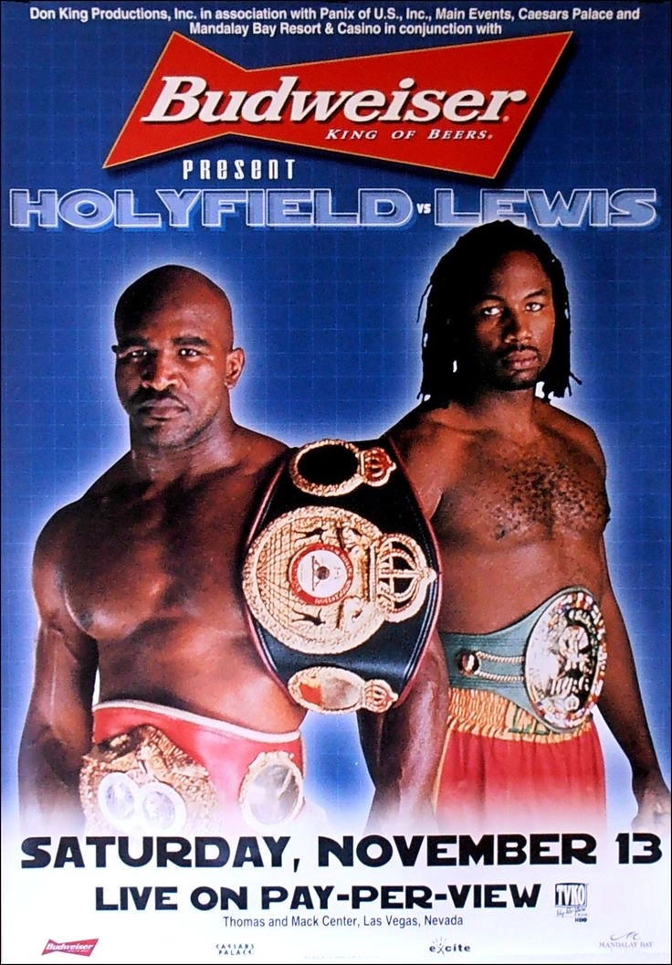 Promotional poster featuring Evander Holyfield and Lennox Lewis