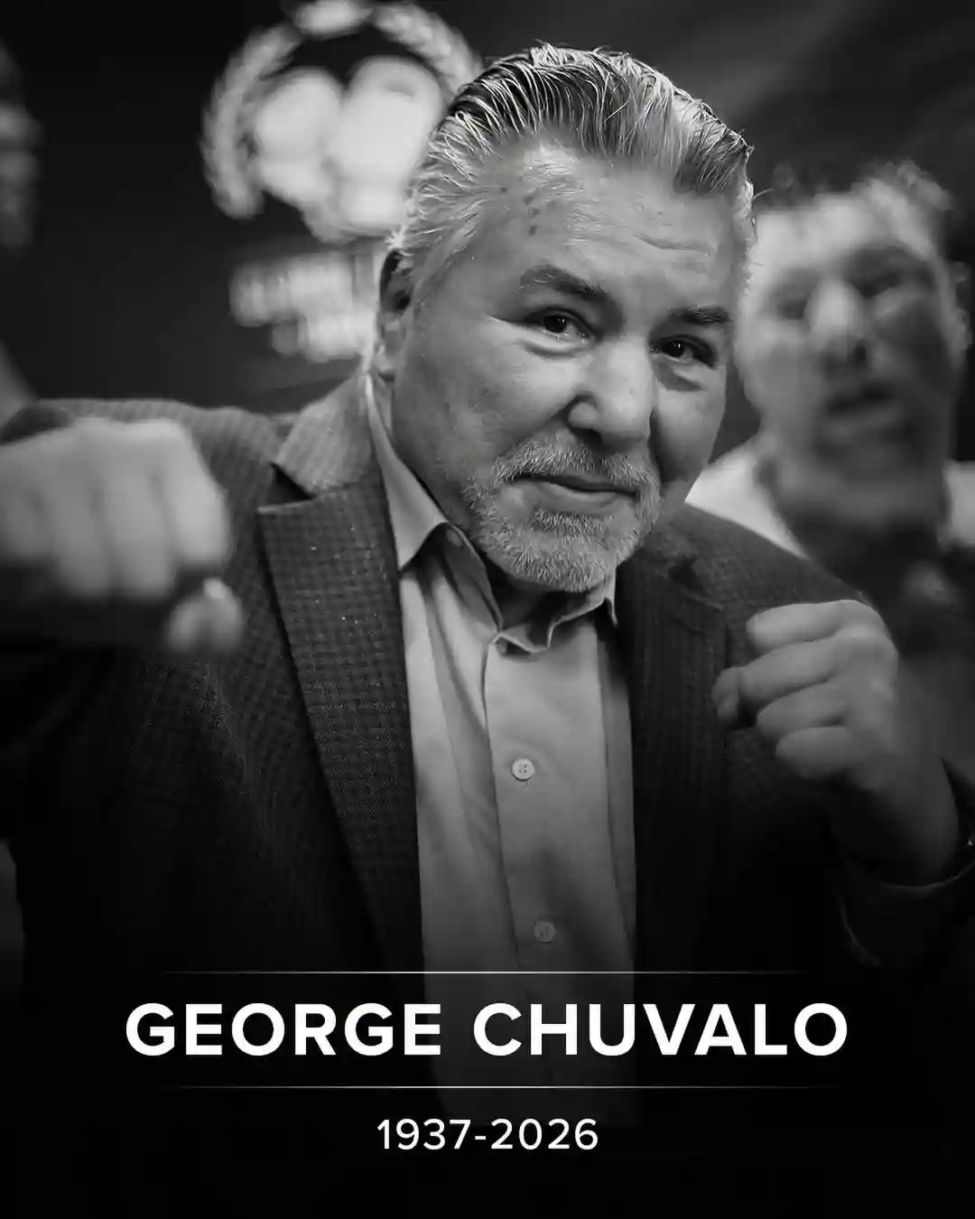 George Chuvalo portrait with one fist raised
