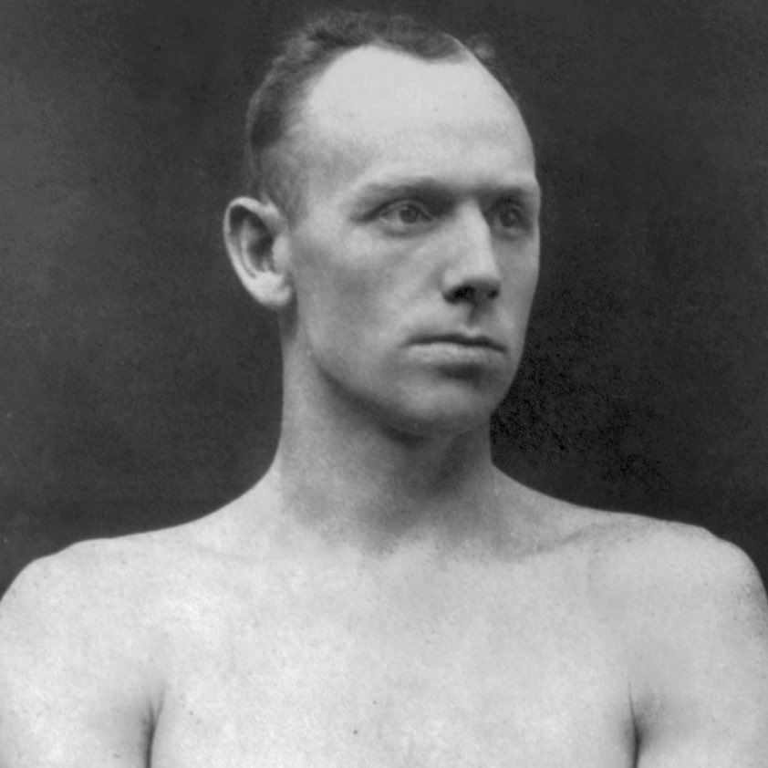 Black and white portrait of heavyweight champion Bob Fitzsimmons