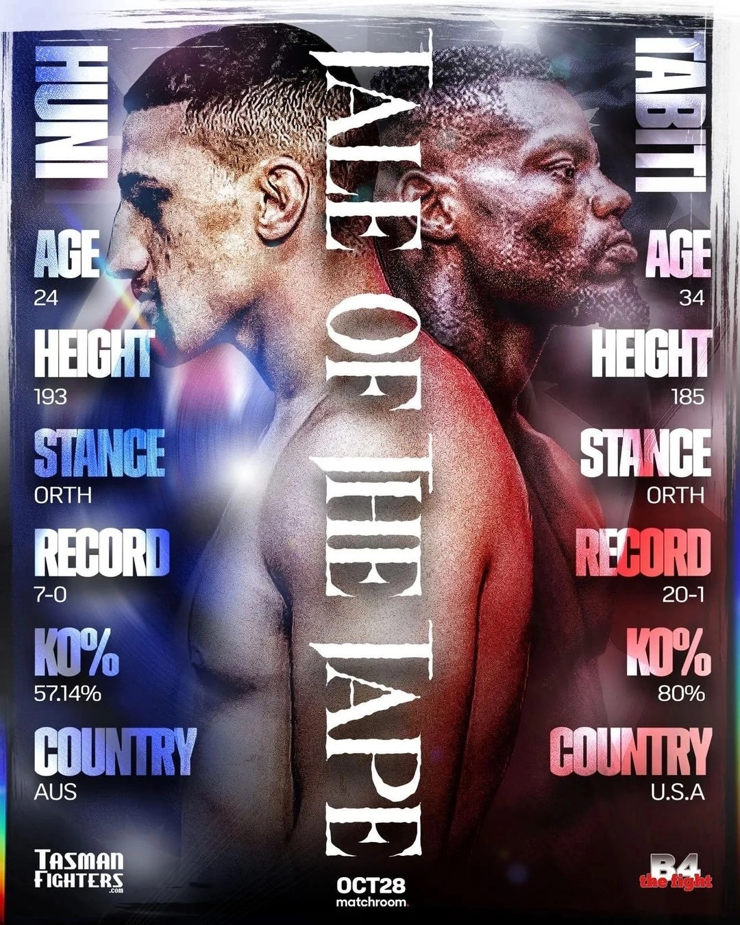 Historical Justis Huni versus Andrew Tabiti event image.