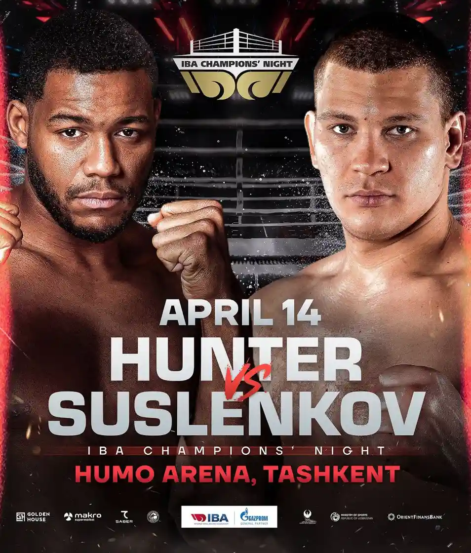 Michael Hunter and Artem Suslenkov poster for April 14 at Humo Arena in Tashkent.