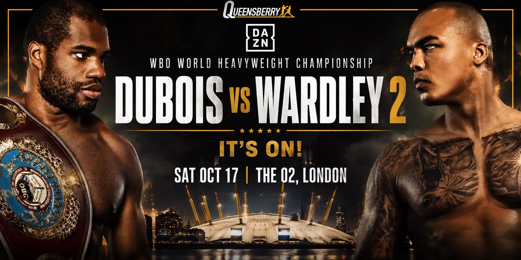 Daniel Dubois and Fabio Wardley rematch poster for The O2 in London.