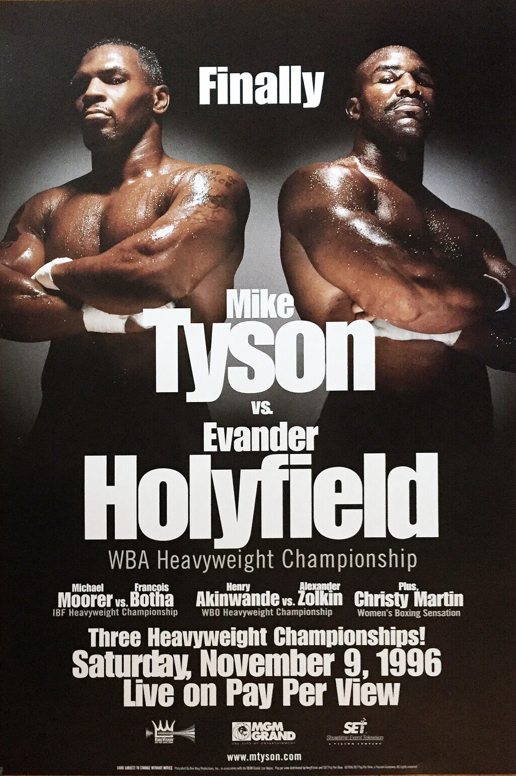 Finally poster advertising Mike Tyson versus Evander Holyfield for the WBA heavyweight championship.