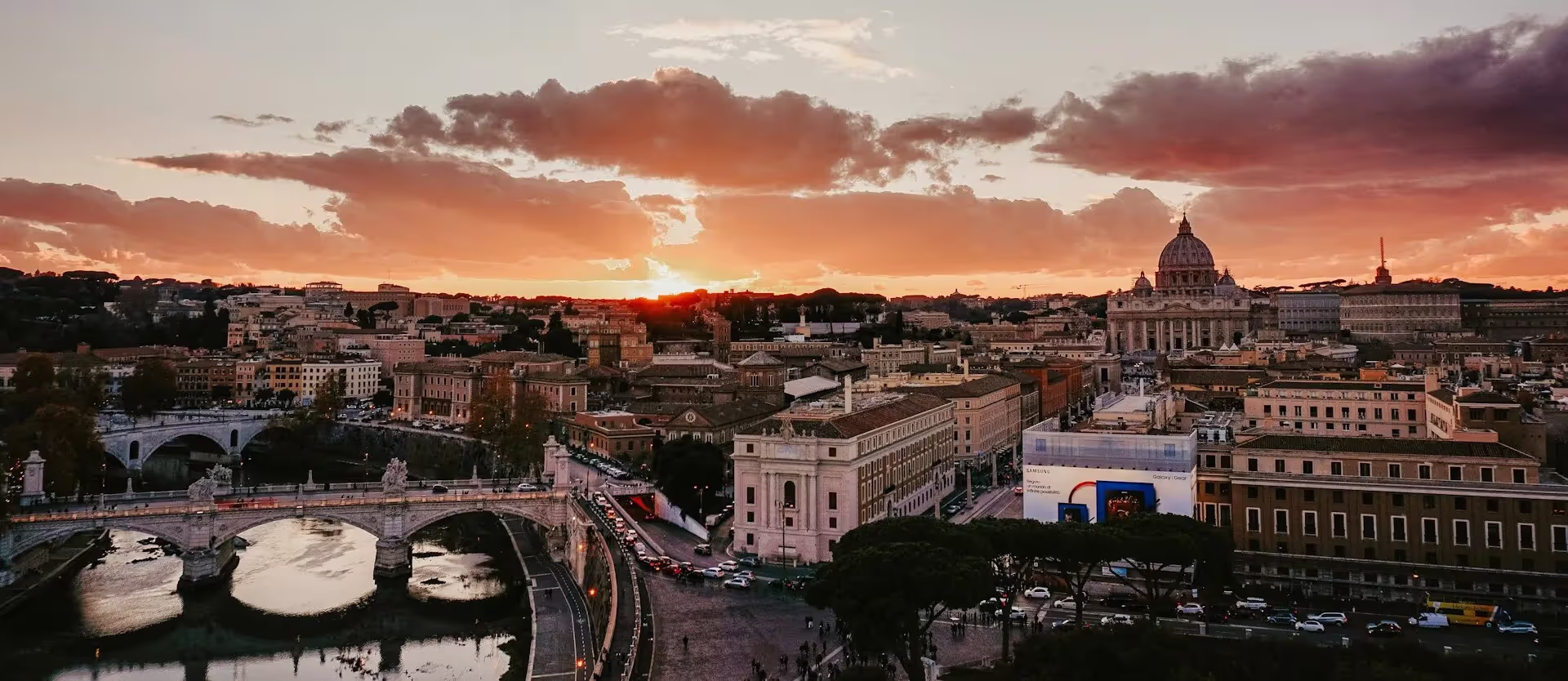 Sunset landscape of Rome, Italy