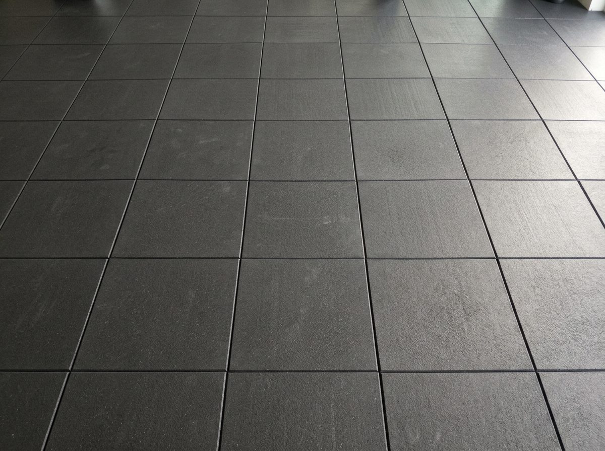 Precision-cut rubber tiles laid in a tight grid