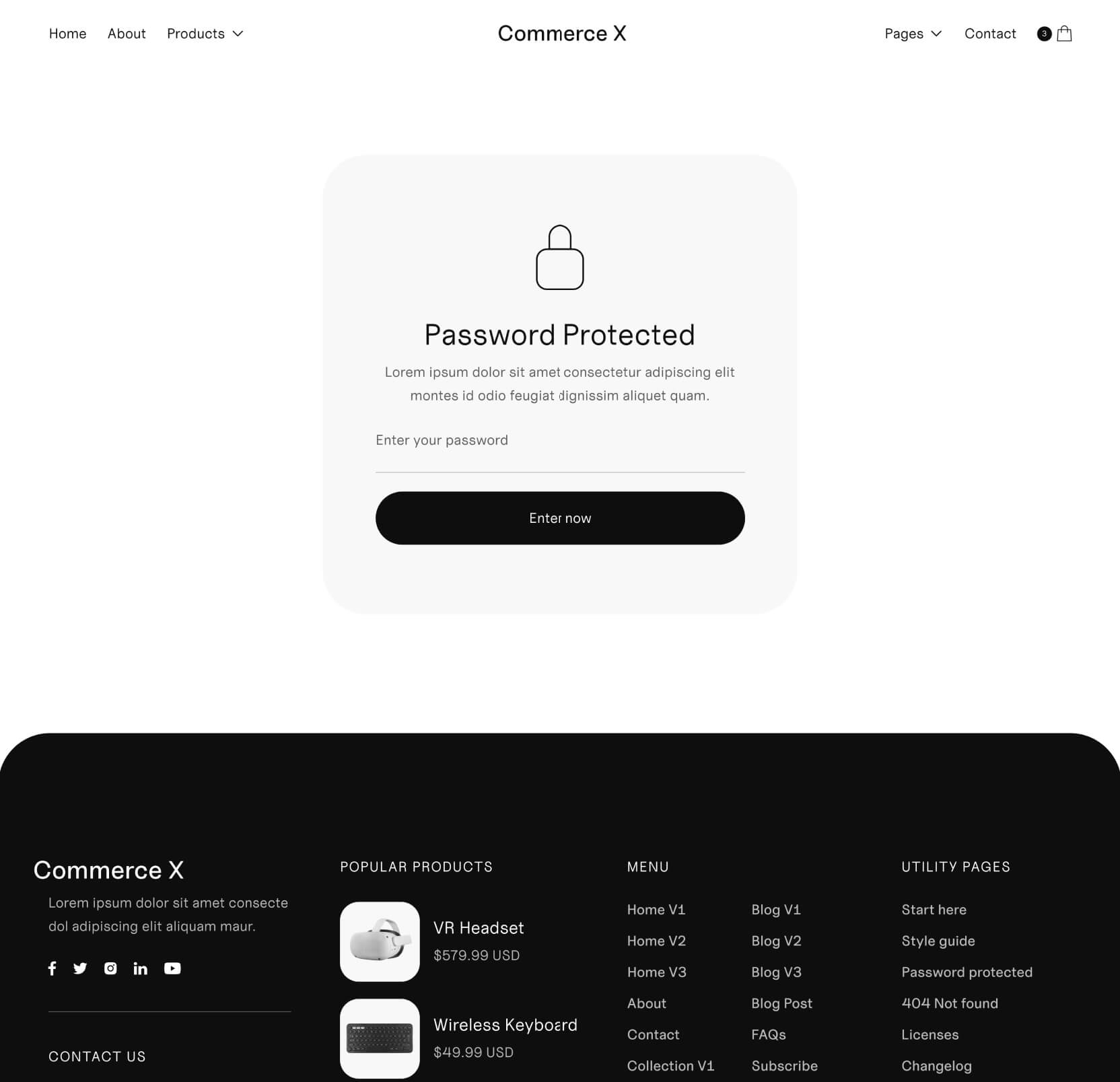 Password Protected - Commerce X Webflow Template