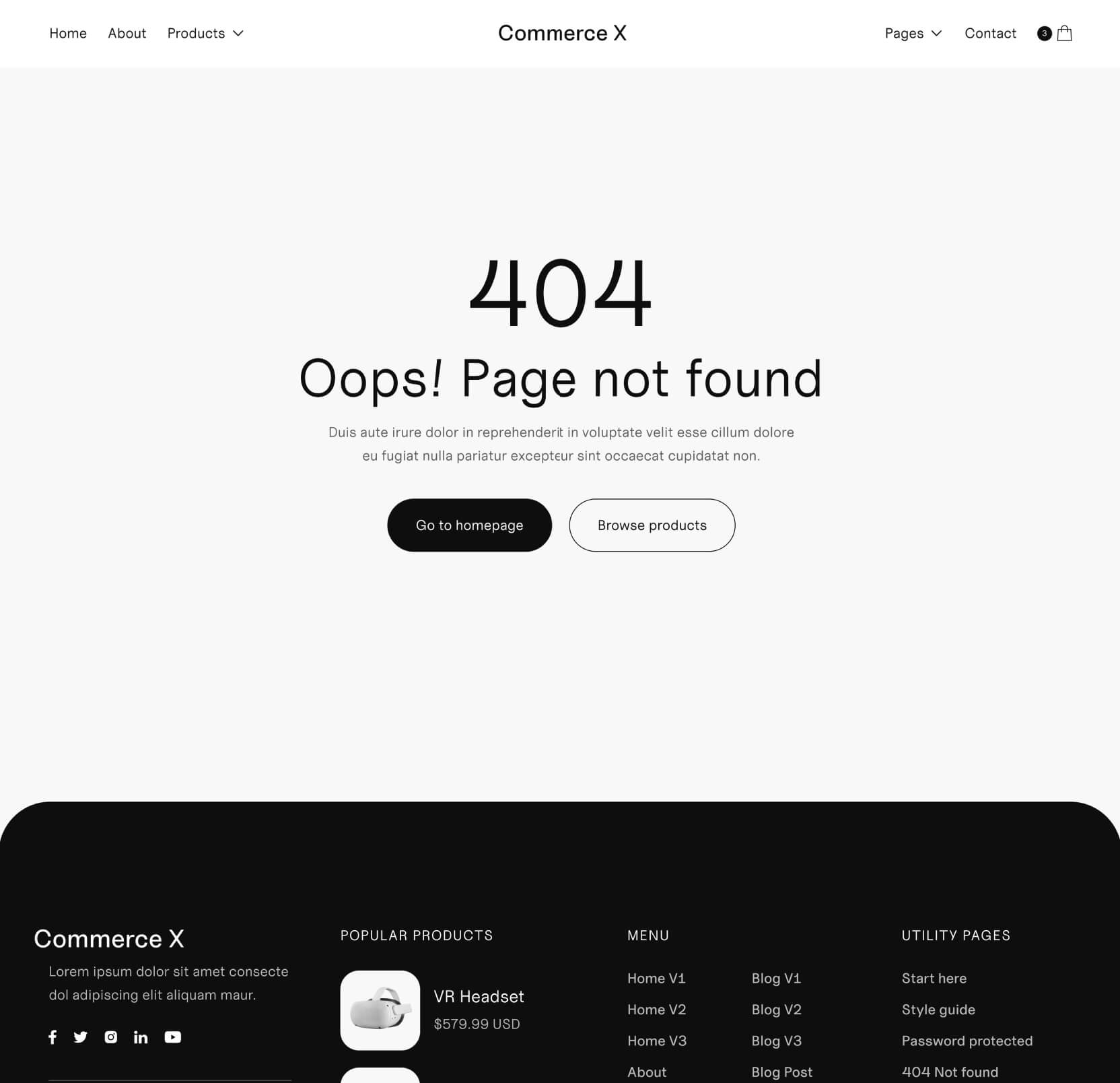 404 - Commerce X Webflow Template