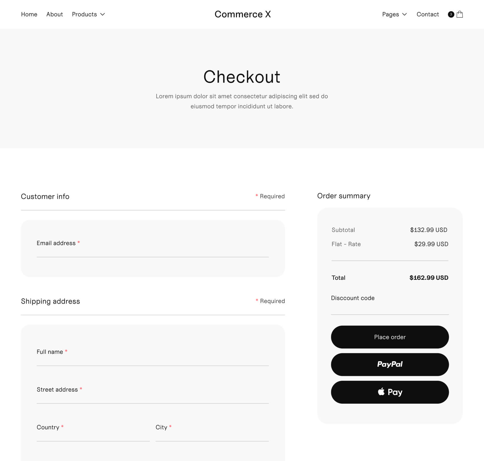Checkout - Commerce X Webflow Template