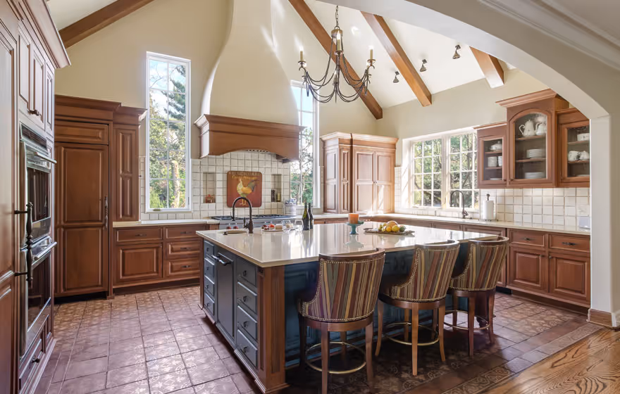 Craftsman kitchen with vaulted ceilings