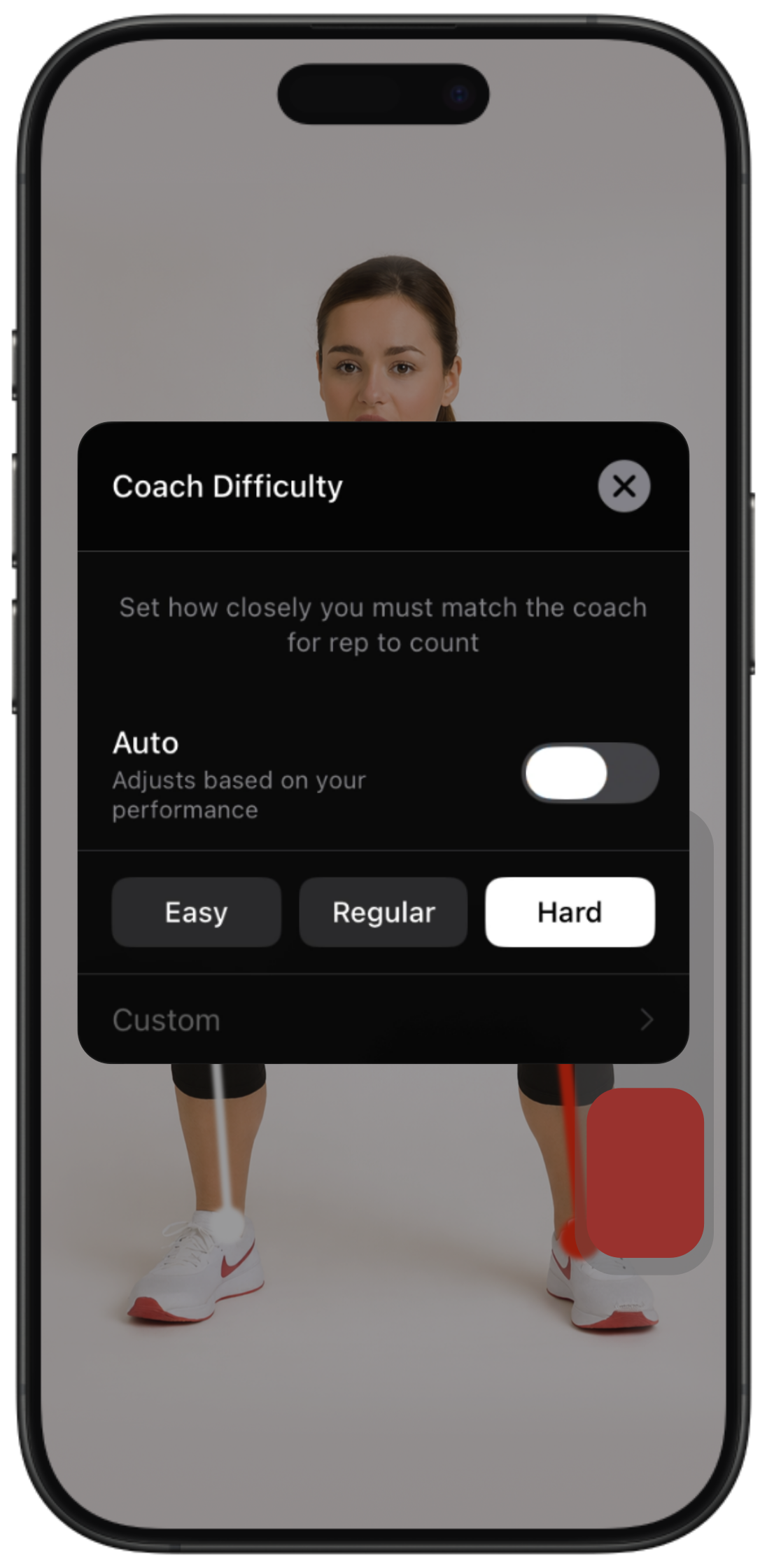 Form strictness adjuster from Firefly Trainer on iOS