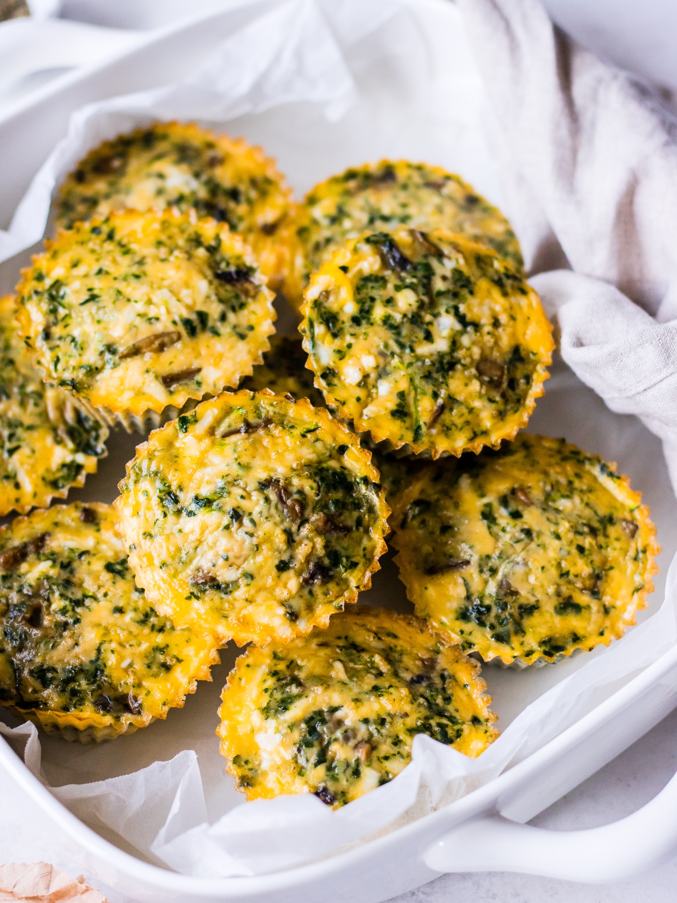 Spinach, Mushroom and Halloumi Egg Muffins