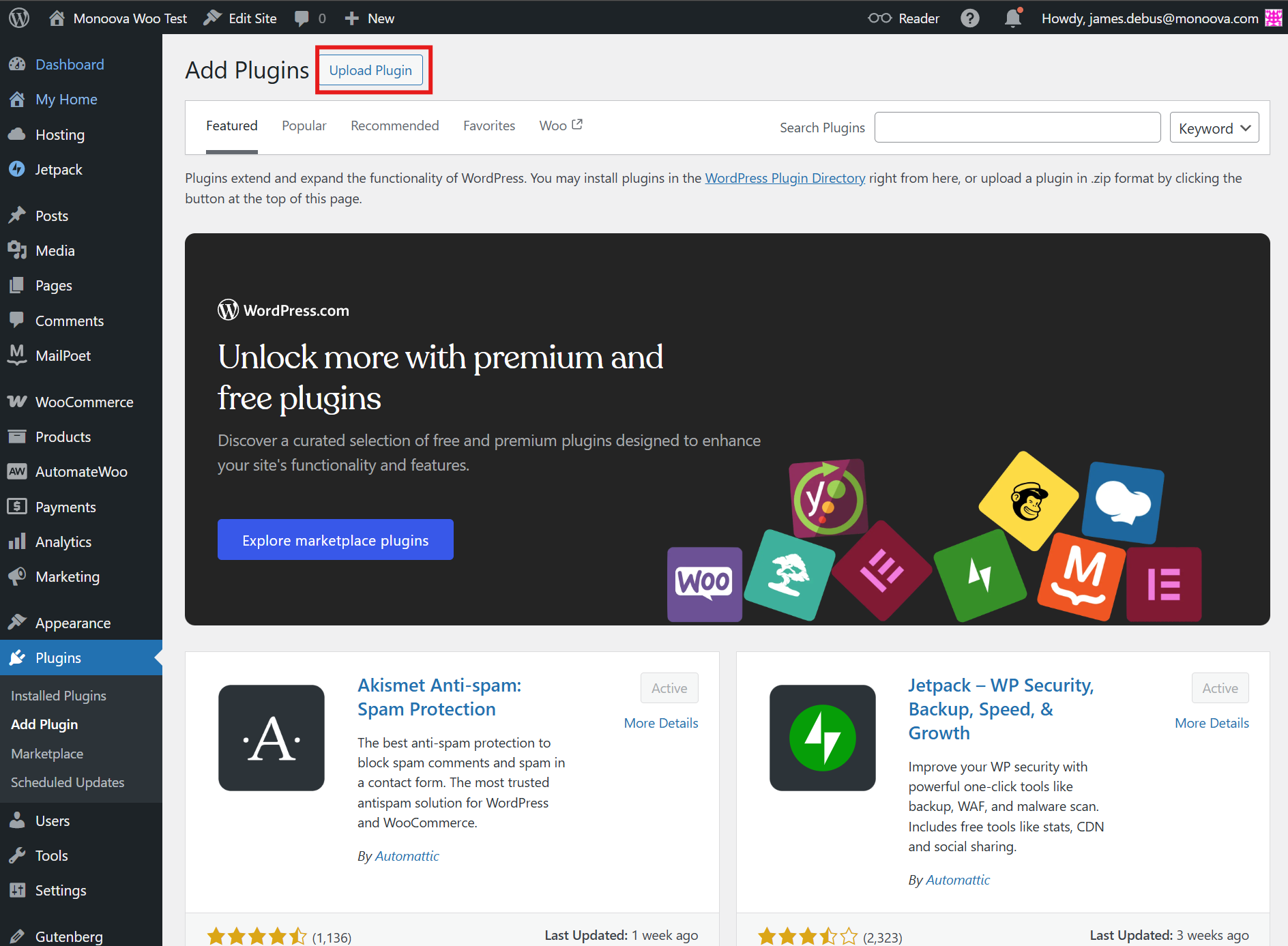 WooCommerce Monoova Plugin installationn