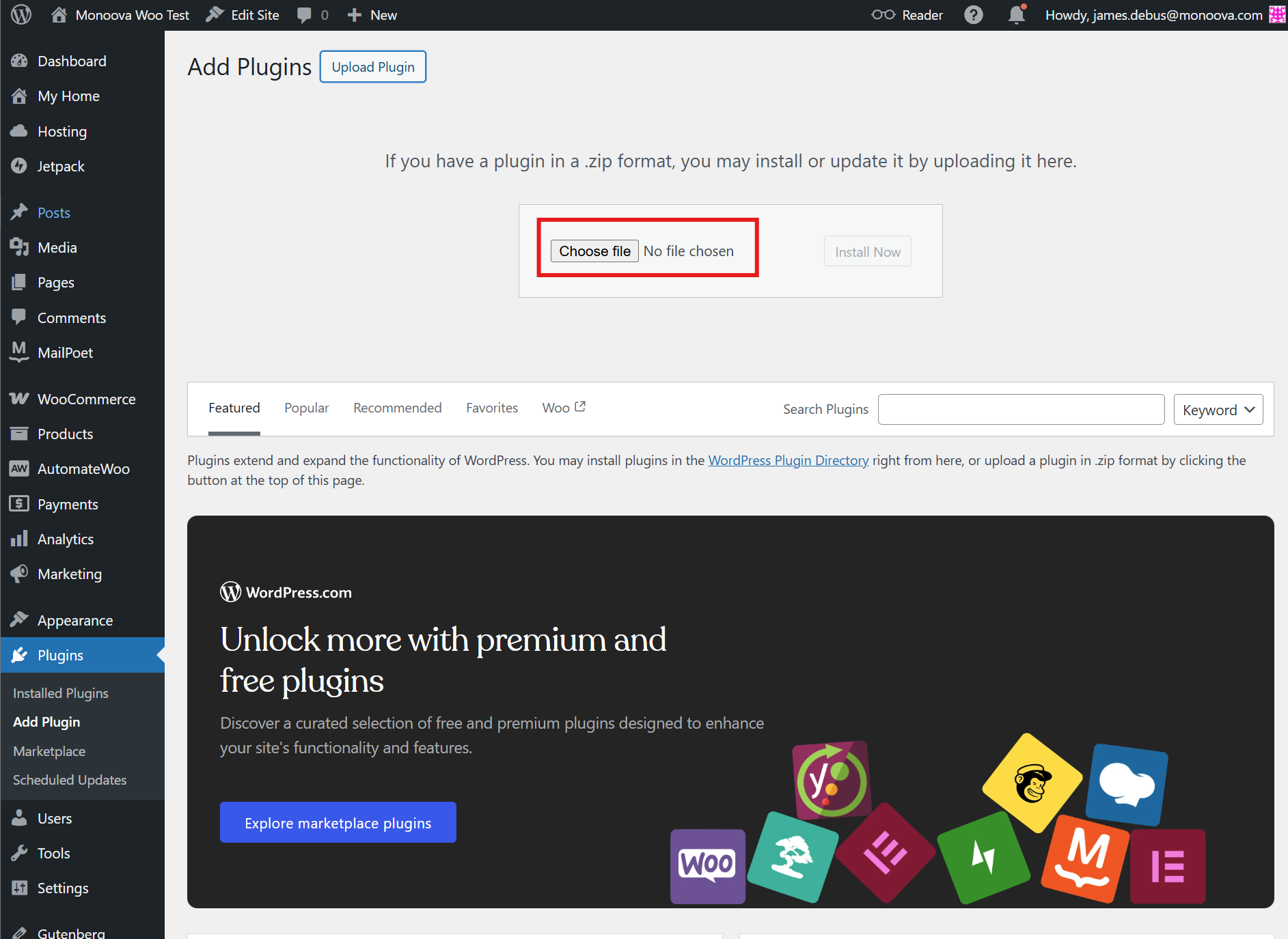 WooCommerce Monoova Plugin installationn