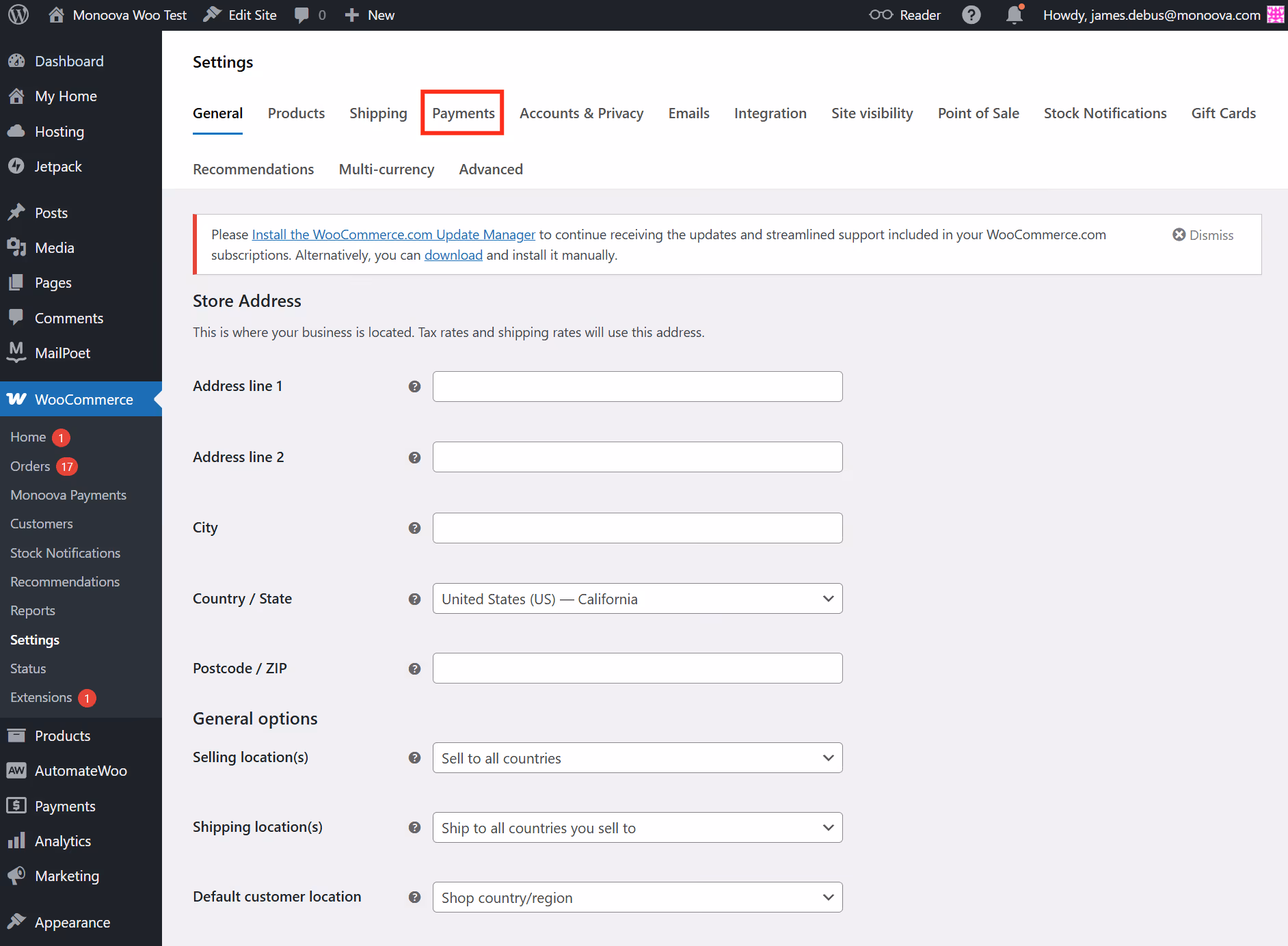 WooCommerce Monoova Plugin installation