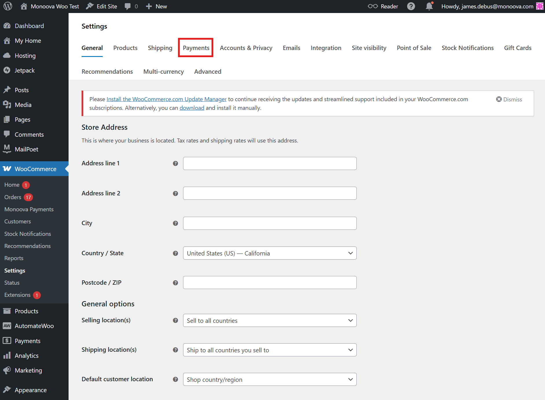 WooCommerce Monoova Plugin installationn