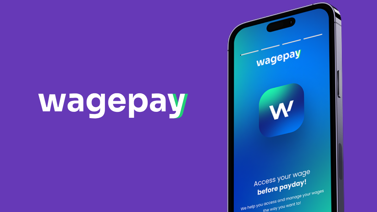 Smartphone screen showing Wagepay app with text encouraging wage access before payday.