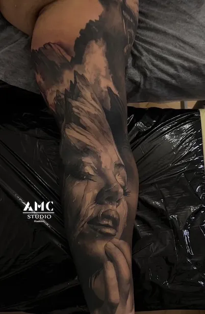 women mountains head tattoosleeve sleeve frankfurt