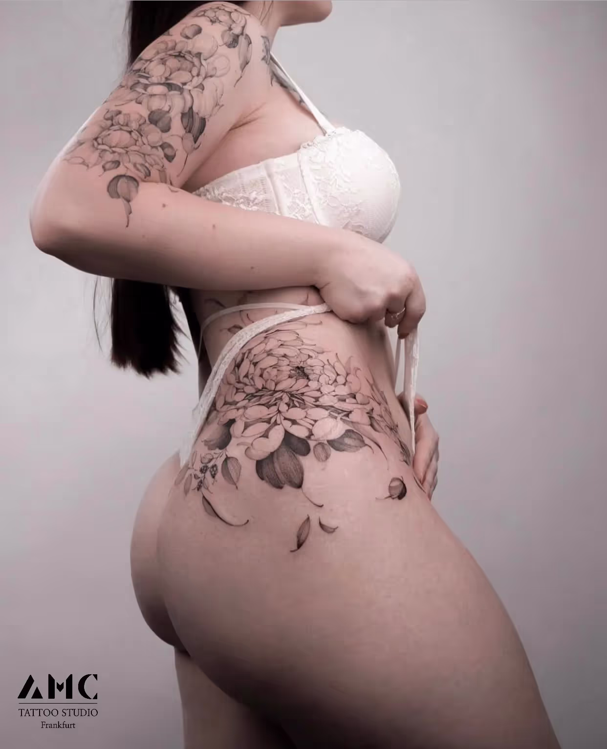 Fineline flower tattoo - flowers