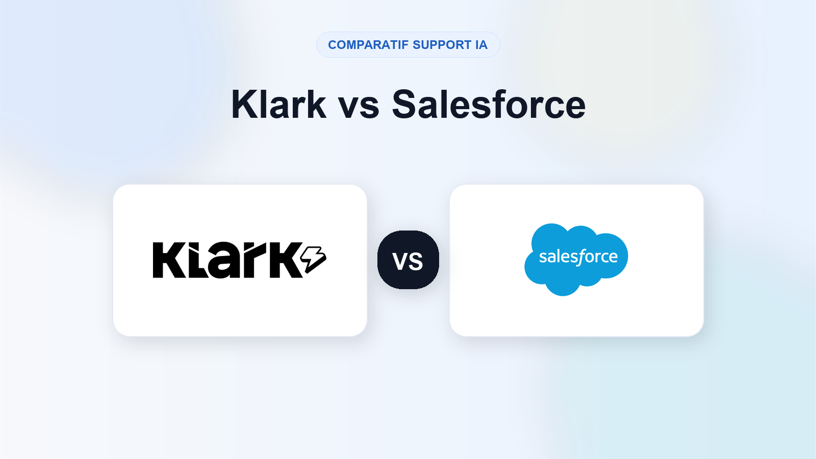 Visuel comparatif Klark vs Salesforce pour l IA support et CRM