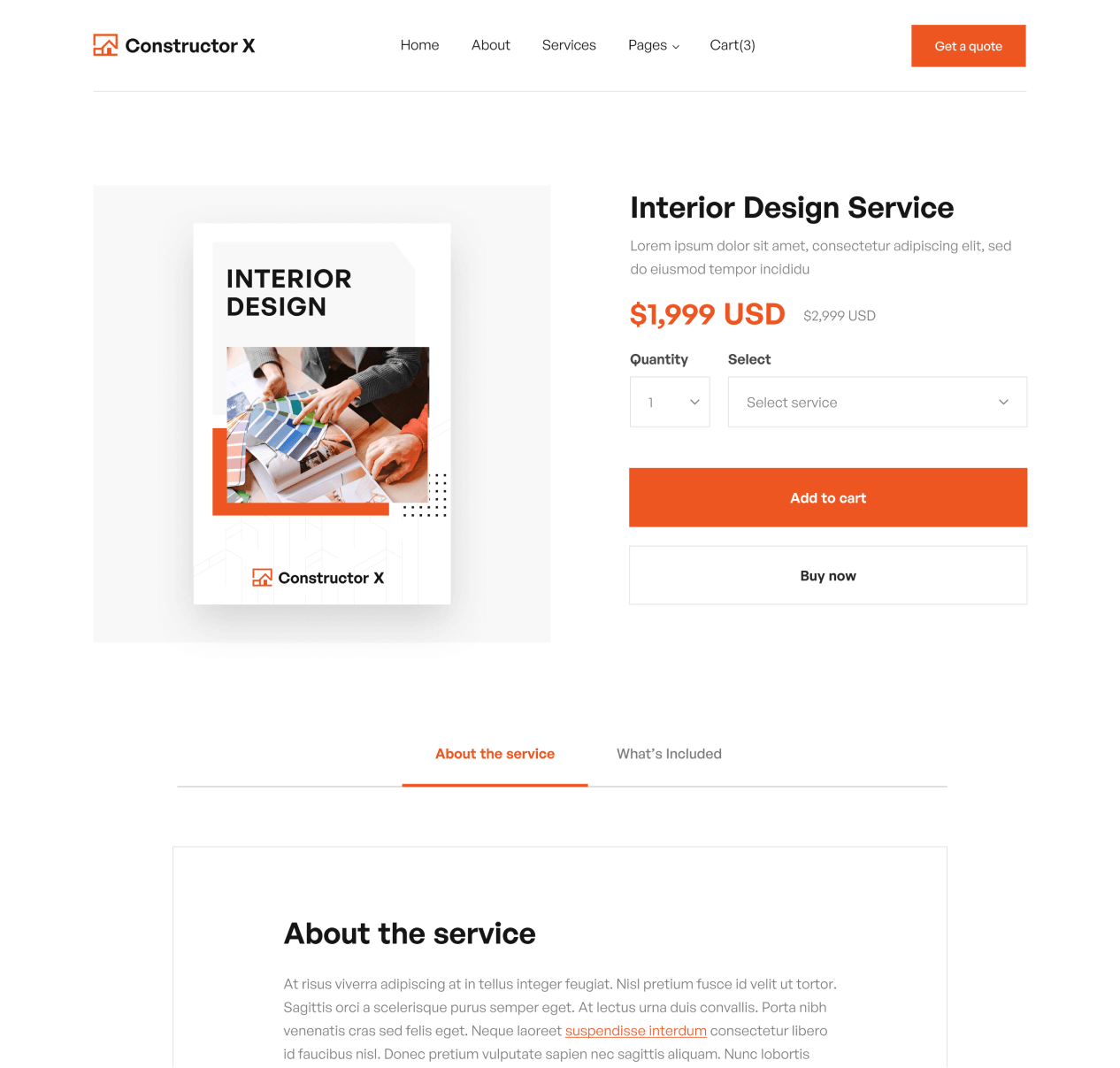 Constructor X - Single Product page - Construction Webflow Template