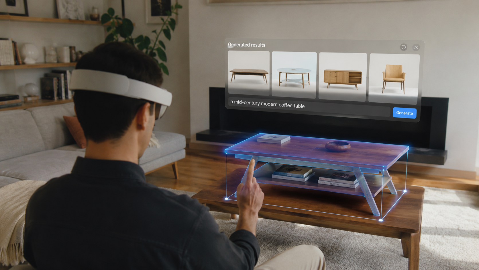 Intelligence artificielle spatiale identifiant un objet en 3D dans l'environnement réel via des lunettes XR