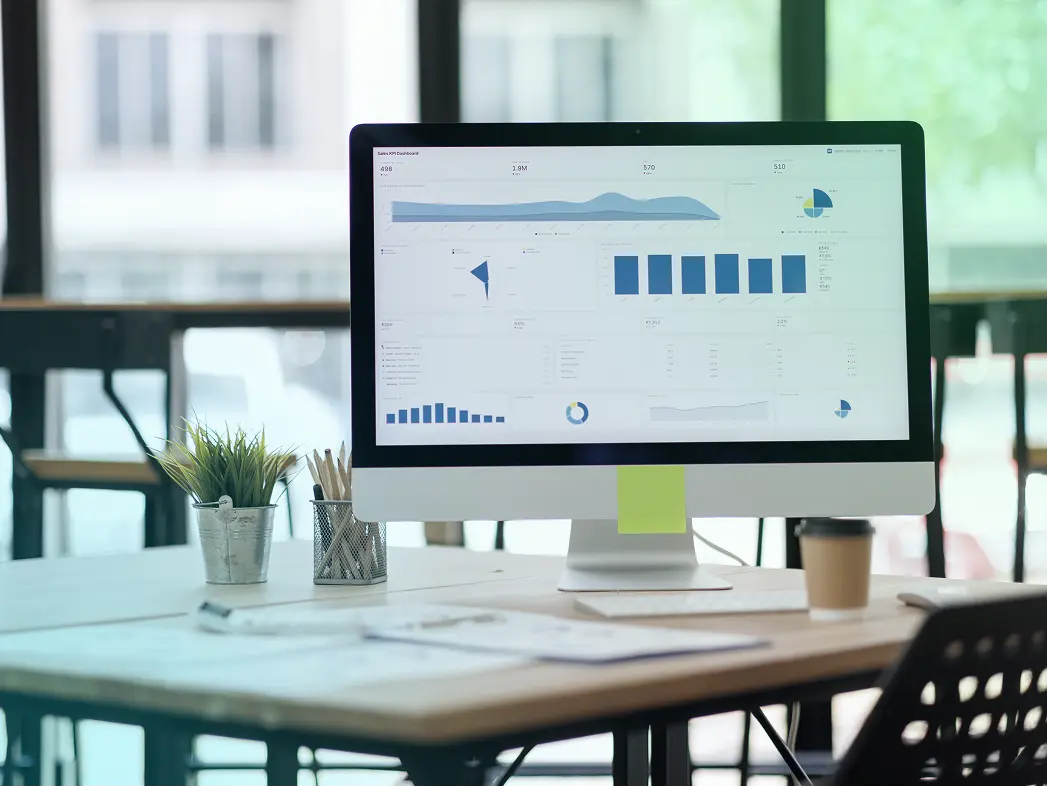 Computer screen with a marketing report on it.