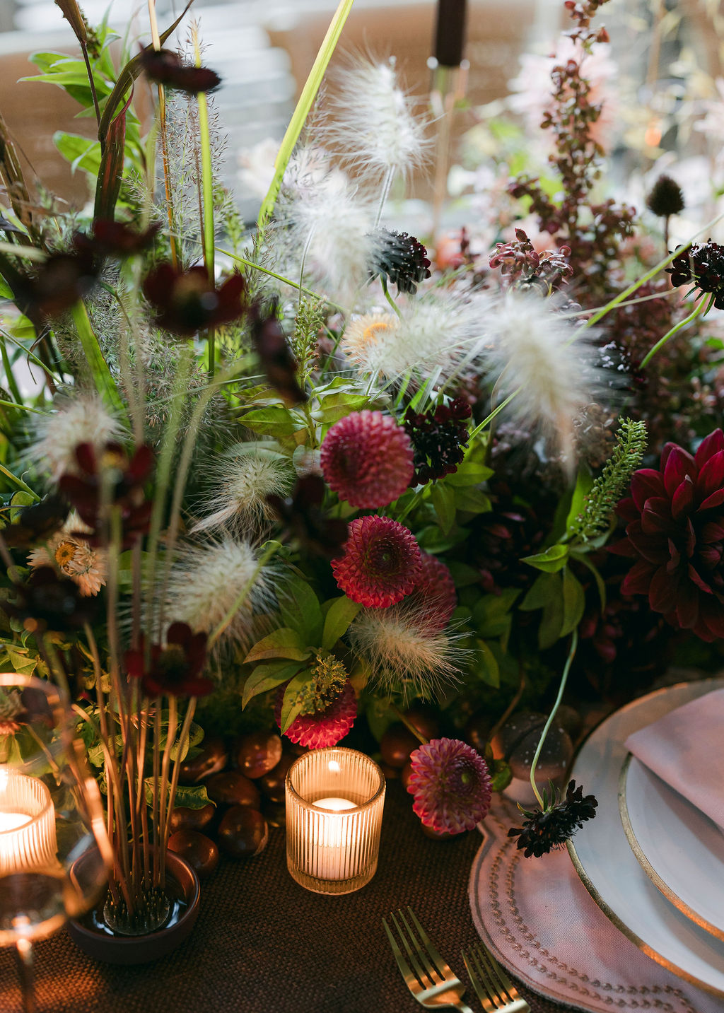 Chef's table design with an Autumnal tablescape
