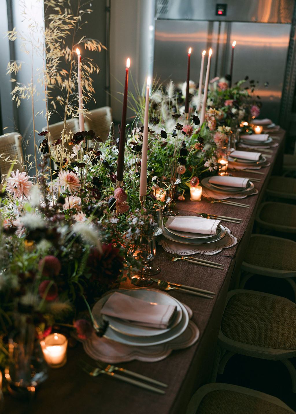 Chef's table design with an Autumnal tablescape