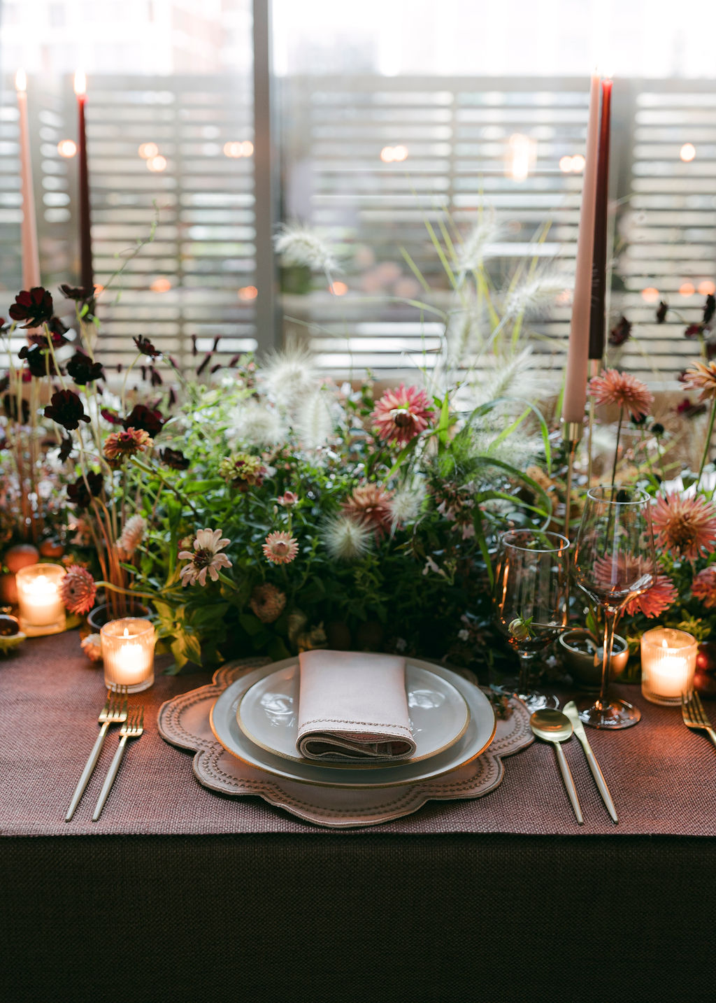 Chef's table design with an Autumnal tablescape
