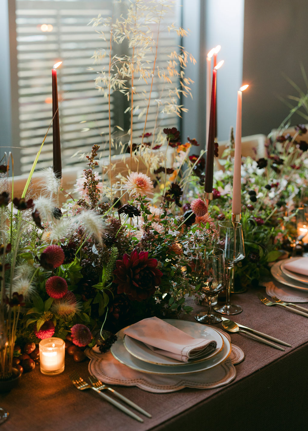 Chef's table design with an Autumnal tablescape