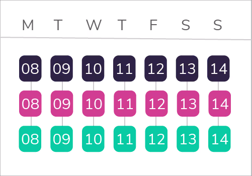 A calendar image to represent Optic's way of working. A variety of reports for each day to ensure the data quality. 