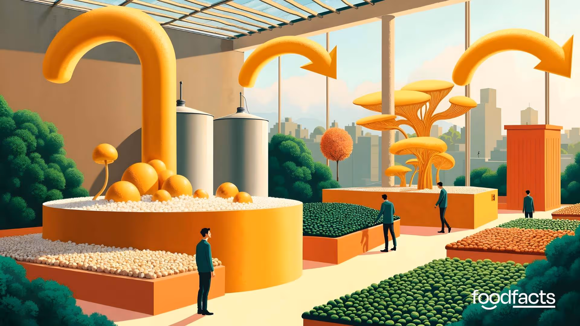 An illustrated infographic depicting the concept of the circular economy, with interconnected arrows forming a loop, symbolizing sustainability, waste reduction, and resource reuse. The image is tied to the article "Reimagining the Food System Through Circular Thinking," which explores how a circular economy model can transform food systems by minimizing waste and optimizing resources for a more sustainable future. The article discusses how this approach can help reshape food production, consumption, and waste management to create a more resilient and eco-friendly system.