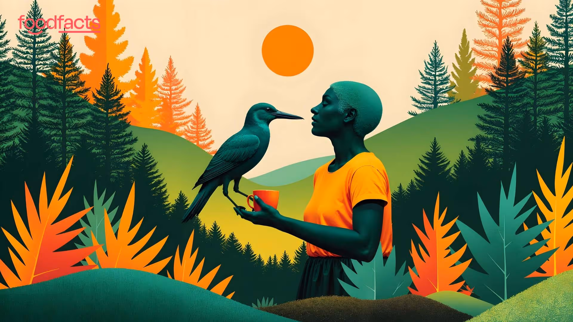 A vibrant image of birds perched on branches amidst a coffee agroforestry system, with lush green trees and coffee plants in the background. The scene highlights the biodiversity and ecological balance provided by agroforestry practices. This visual complements the article "Can Agroforestry Save Coffee from Climate Catastrophe?", which discusses how agroforestry can offer a sustainable solution to the climate challenges facing coffee cultivation by integrating trees with coffee crops, enhancing resilience, and supporting biodiversity. The article emphasizes the importance of such practices in protecting coffee production from climate-related threats.