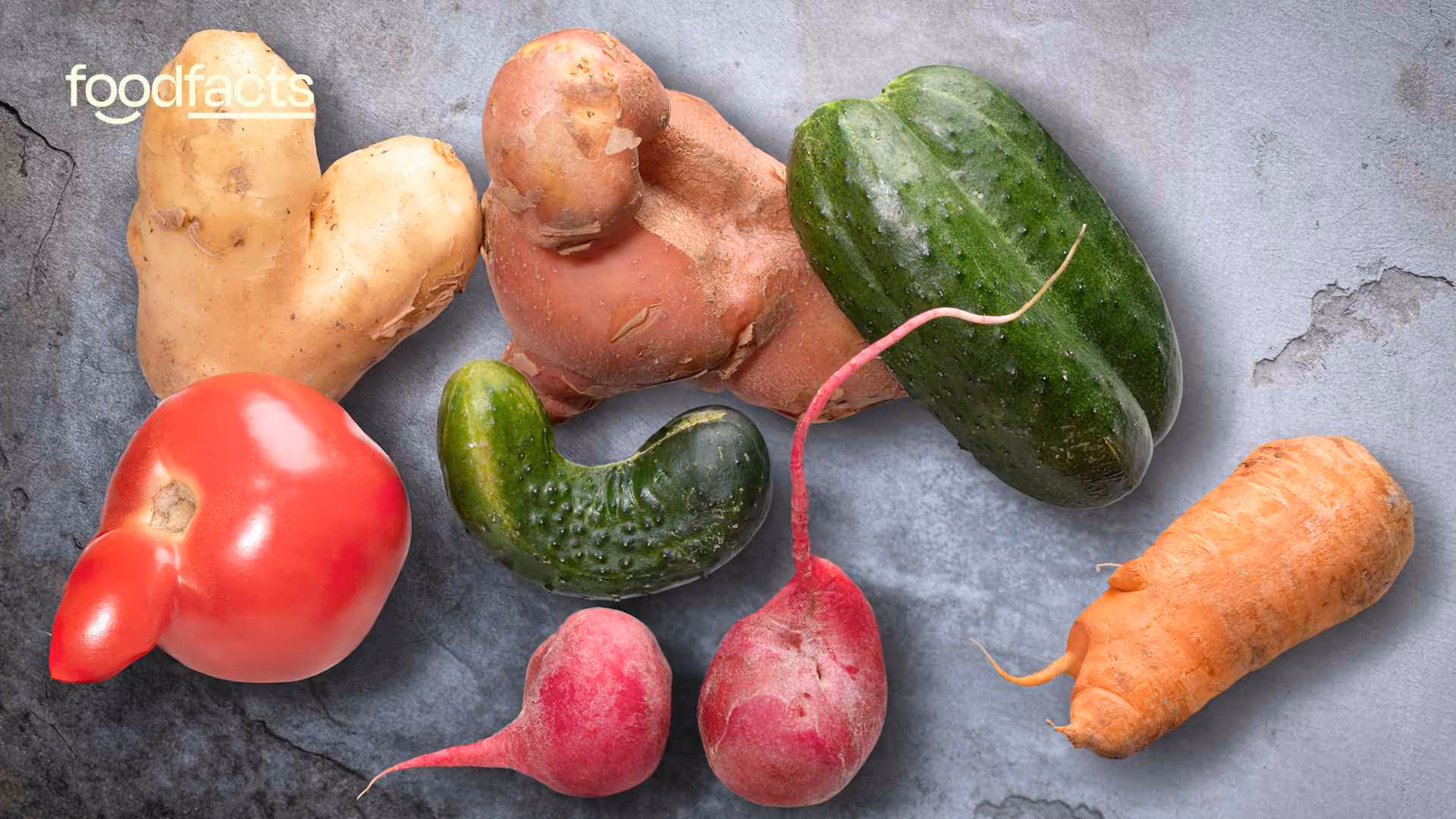 A collection of odd shaped vegetables, that are often excluded.