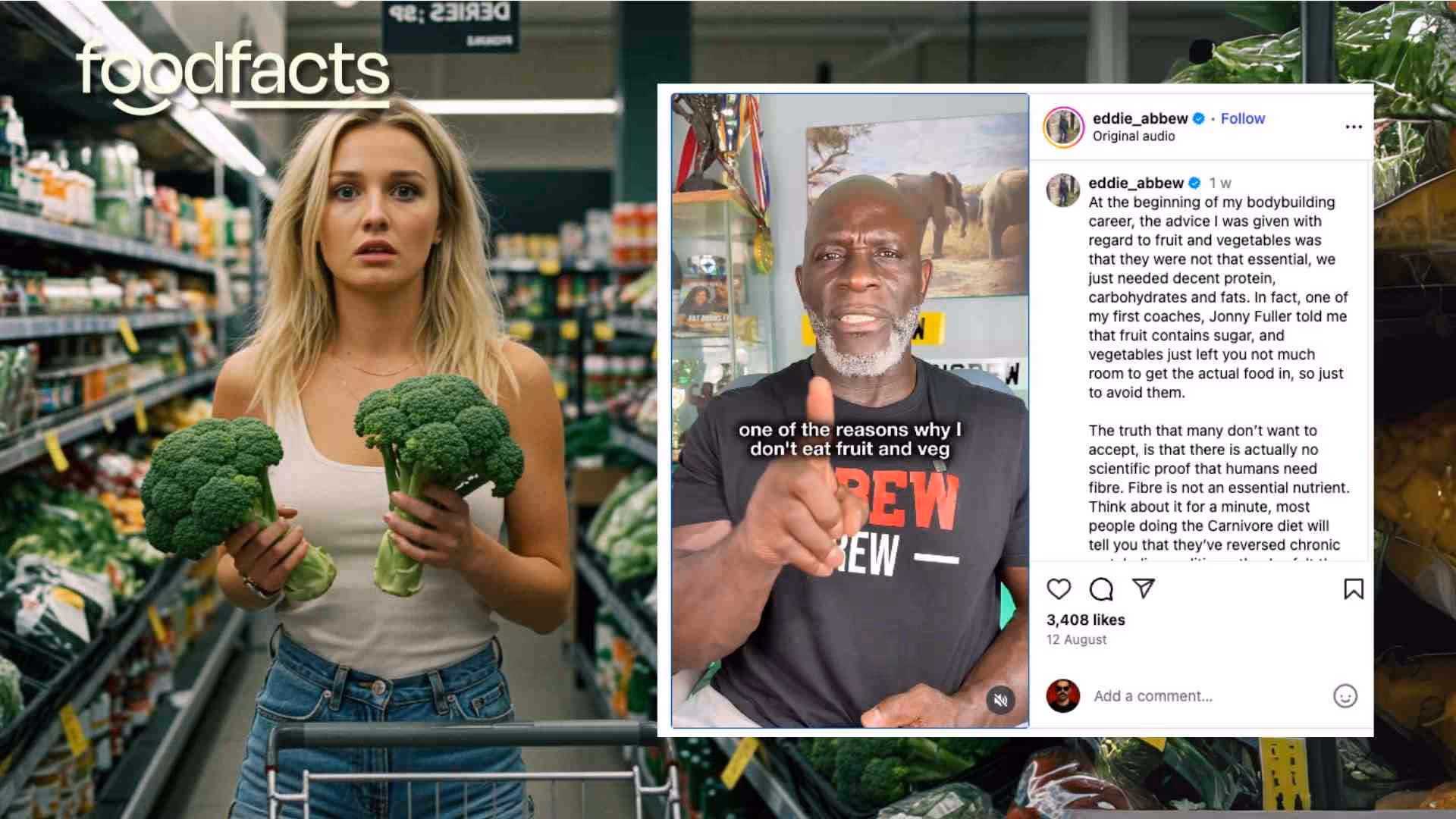 Eddie Abbew says humans dont need fibre. Excuse us for saying but thats complete poo.