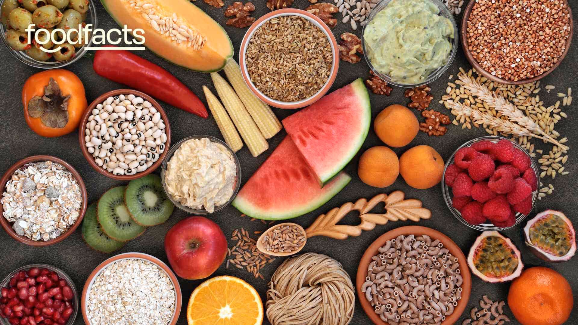 A collection of high fibre foods