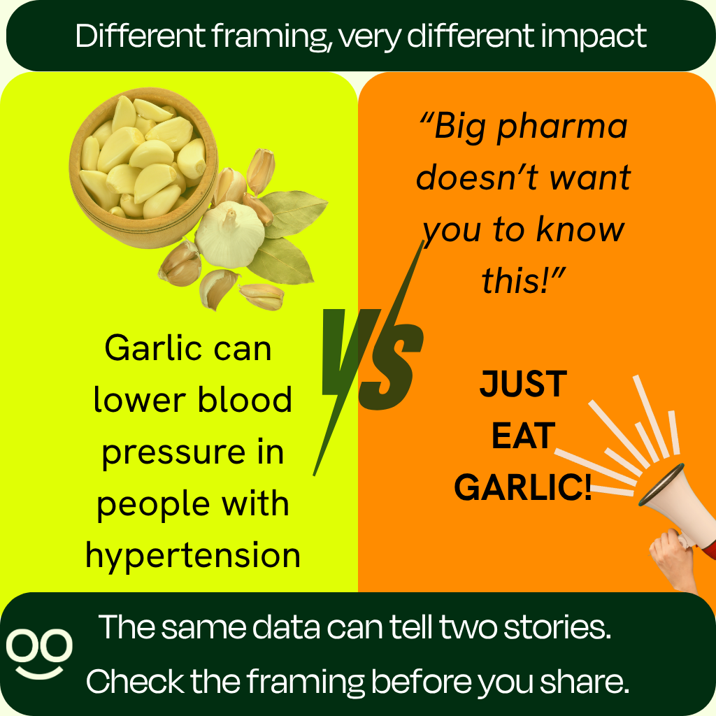 A graphic comparing the impact of framing science in different ways