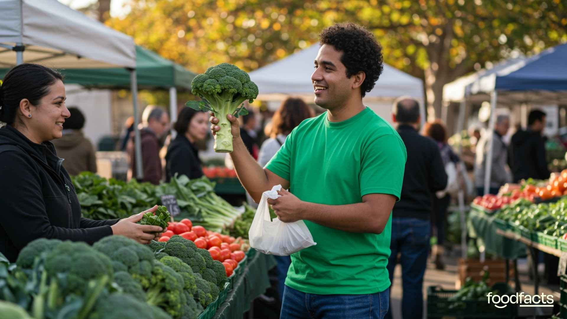 A person holds a broccoli and eats the stalk