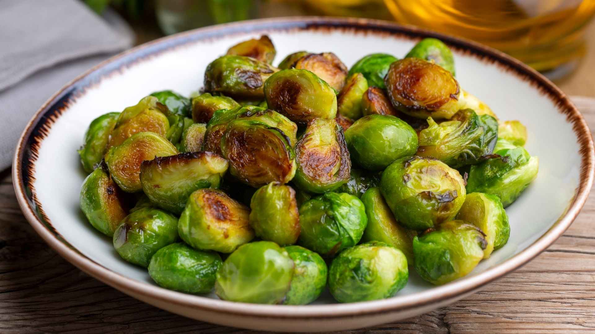 Roasted Brussels sprouts in a bowl