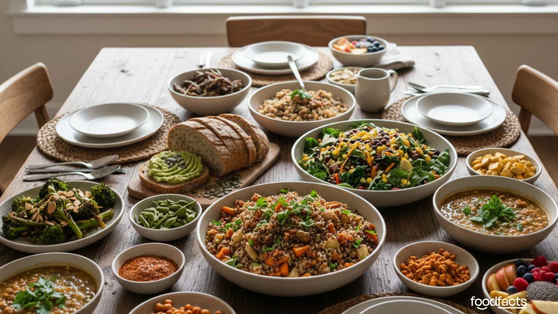 A plate is full of fibrous foods, such as whole grains and vegetables